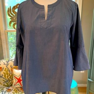 Van Heusen blouse. Indigo blue with 3/4 bell sleeve. Size XL